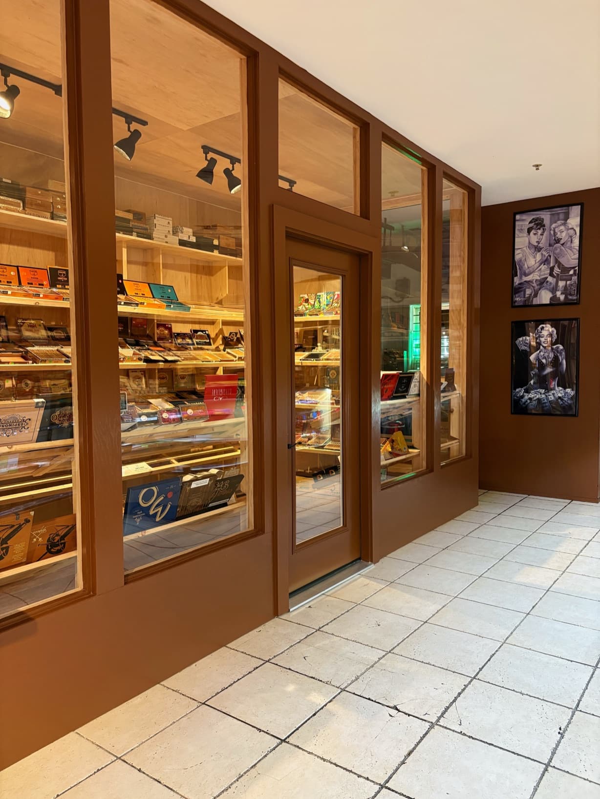Inside the Main Street Cigars walk-in humidor